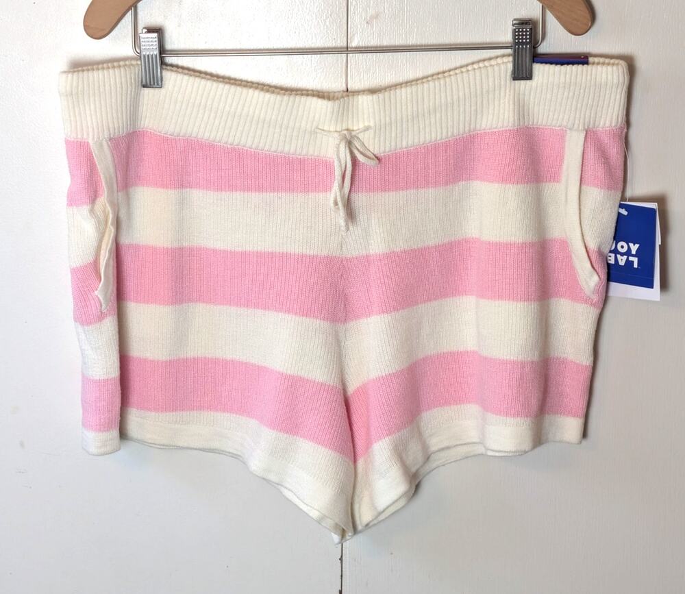 JoyLab Cream & Pink Striped Shorts XXL
